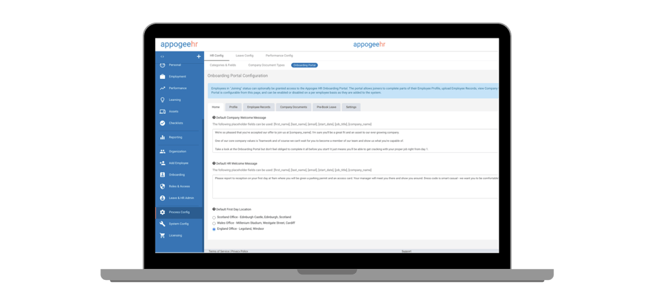 Onboarding portal configuration